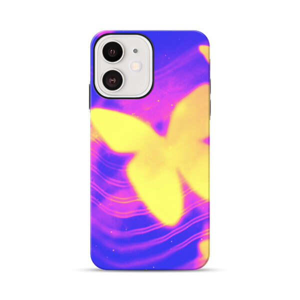 Glowing Purple and Yellow Butterflies iPhone 12 Mini Impact Case