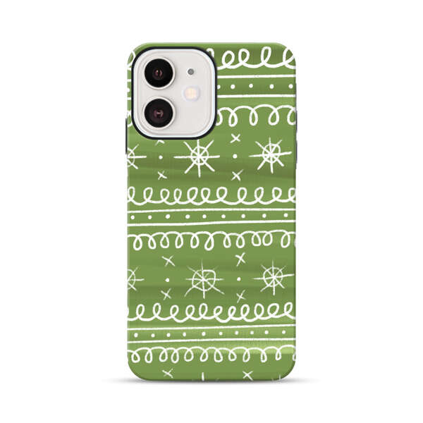 Green White Stars Loop Pattern iPhone 12 Mini Impact Case