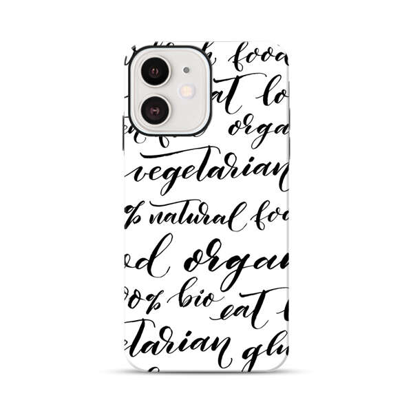 Healthy Food Lifestyle Calligraphy Pattern iPhone 12 Mini Impact Case