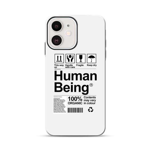 Human Being Fragile Label Design iPhone 12 Mini Impact Case