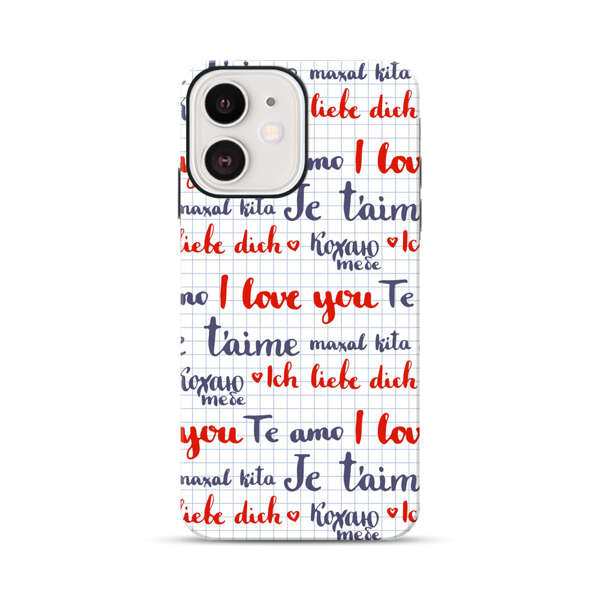Love Message Multilingual Pattern iPhone 12 Mini Impact Case