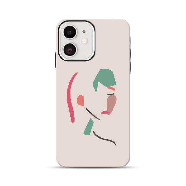 Minimalist Abstract Line Art Woman Face iPhone 12 Mini Impact Case