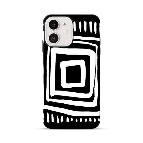 Minimalist Geometric Black and White Design iPhone 12 Mini Impact Case