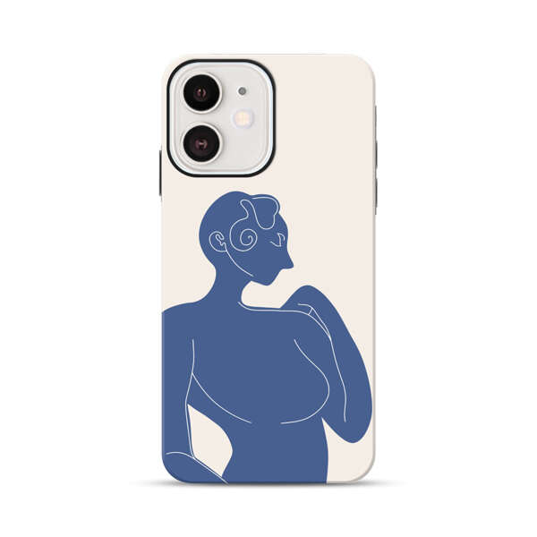 Minimalistic Abstract Female Silhouette Blue iPhone 12 Mini Impact Case