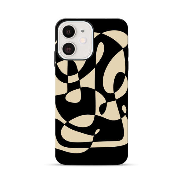 Modern Abstract Beige and Black Geometry iPhone 12 Mini Impact Case