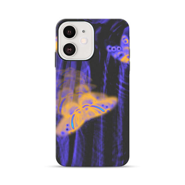 Neon Glowing Butterflies iPhone 12 Mini Impact Case