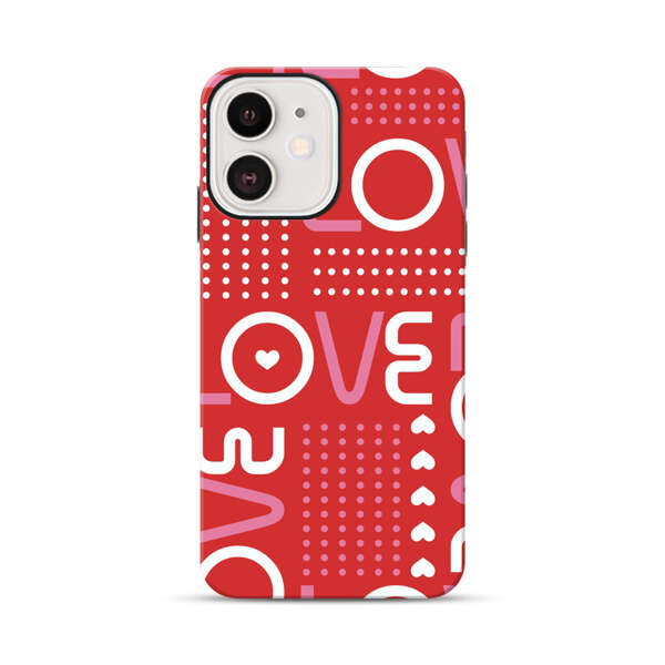 Red Love Typography Pattern iPhone 12 Mini Impact Case