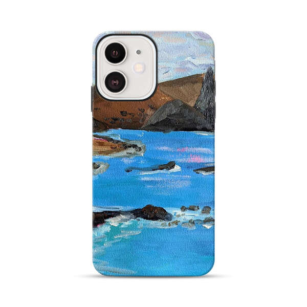 Rocky Coastline Ocean Painting iPhone 12 Mini Impact Case