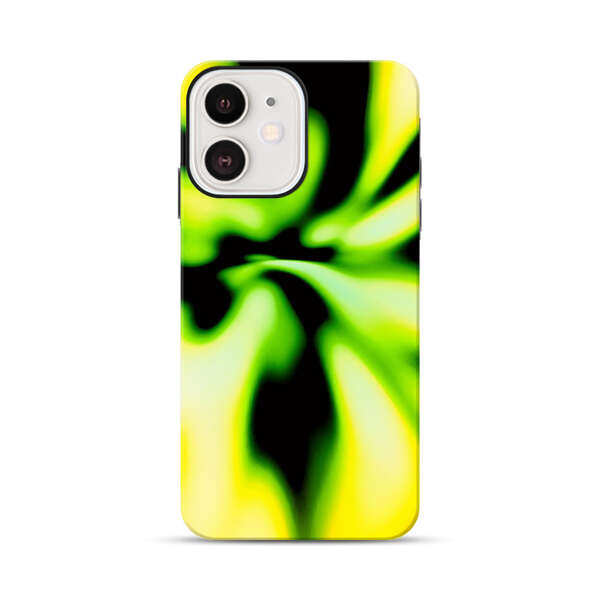 Vibrant Abstract Green and Yellow Swirl iPhone 12 Mini Impact Case
