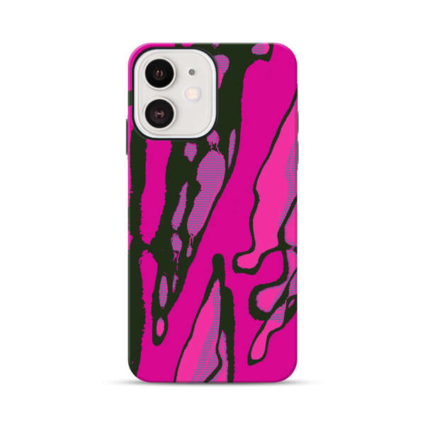 Vibrant Abstract Magenta Black Pattern iPhone 12 Mini Impact Case