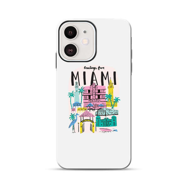 Vibrant Miami Cityscape Illustration iPhone 12 Mini Impact Case