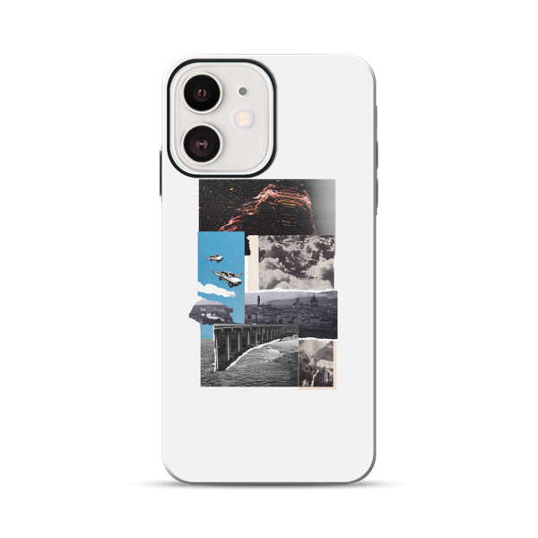 Vintage Collage with Aviation, Bridge, and Cityscape iPhone 12 Mini Impact Case
