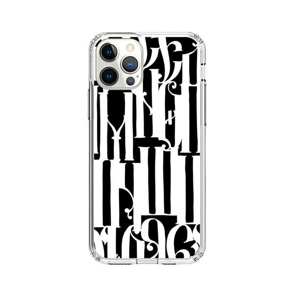 Abstract Black and White Pattern with Ornamental Letters iPhone 12 Pro Case