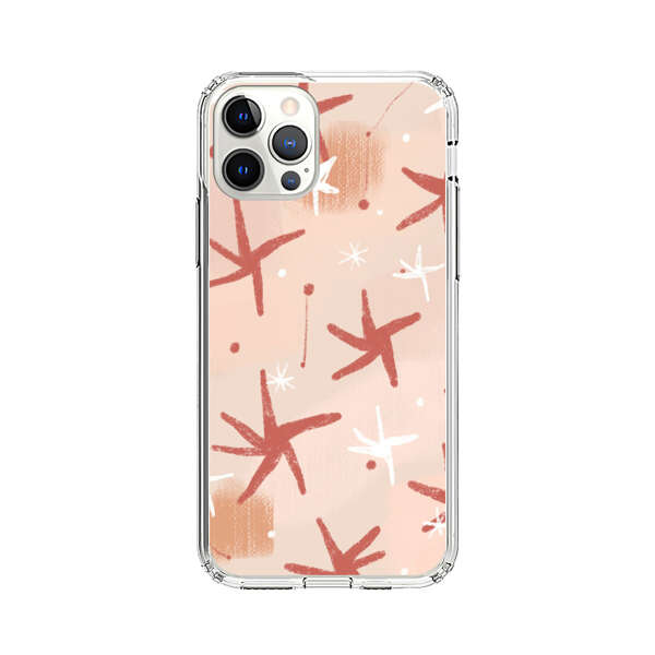 Abstract Star Pattern Red and White on Beige Background iPhone 12 Pro Case