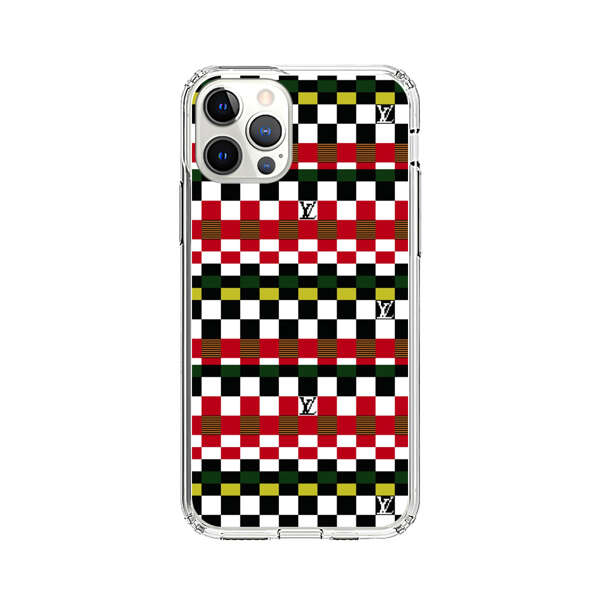 Colorful Checkerboard Stripes Pattern iPhone 12 Pro Case