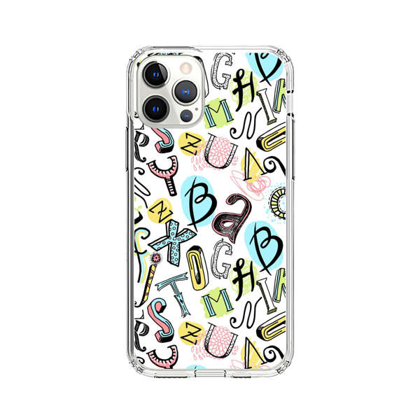 Colorful Scattered Alphabet Letters Pattern iPhone 12 Pro Case