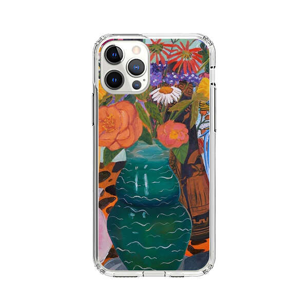 Colorful Still Life with Flower Vases and Shell iPhone 12 Pro Case