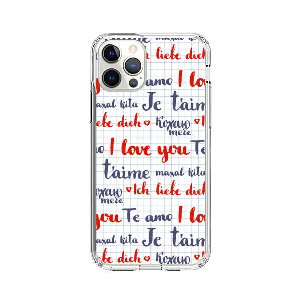 Love Message Multilingual Pattern iPhone 12 Pro Case