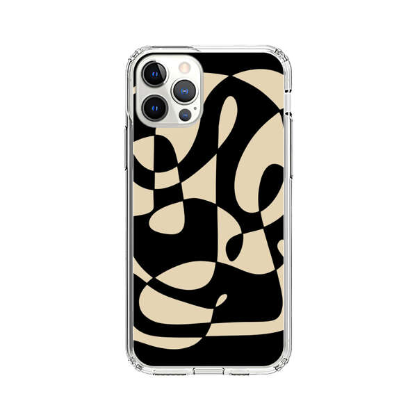 Modern Abstract Beige and Black Geometry iPhone 12 Pro Case
