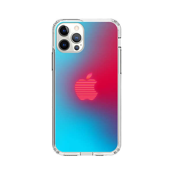 Neon Striped Apple Logo Gradient Background iPhone 12 Pro Case