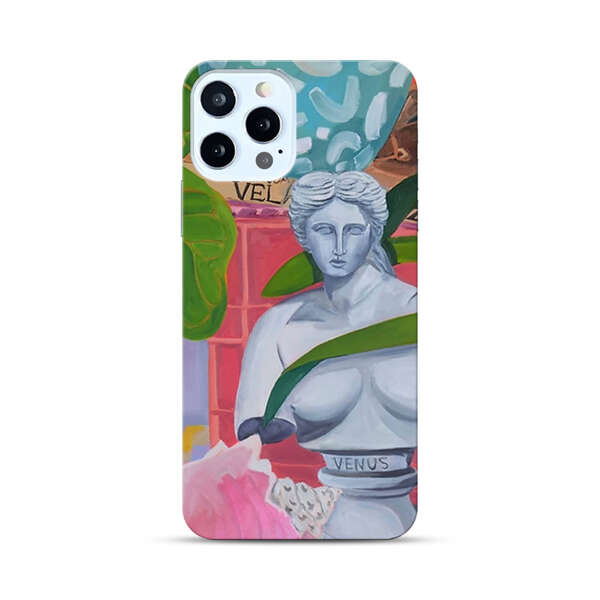 Classical Venus Bust with Green Leaves and Vibrant Vases iPhone 12 Pro Hard Case