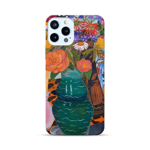 Colorful Still Life with Flower Vases and Shell iPhone 12 Pro Hard Case