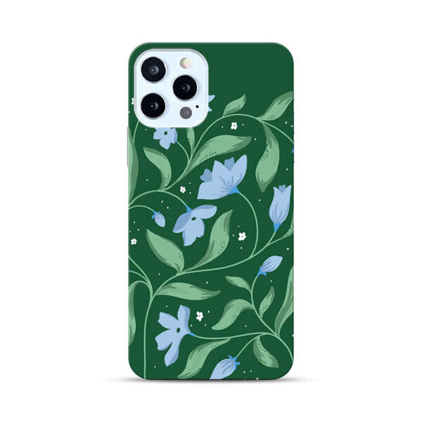 Delicate Blue Floral Illustration iPhone 12 Pro Hard Case