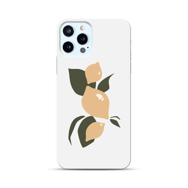 Minimalistic Beige Lemons with Green Leaves iPhone 12 Pro Hard Case