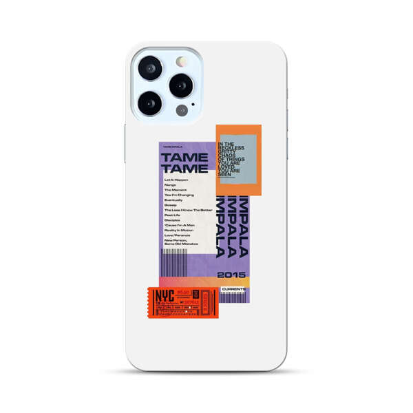 Modern Graphic Collage with Typography and Ticket Elements iPhone 12 Pro Hard Case