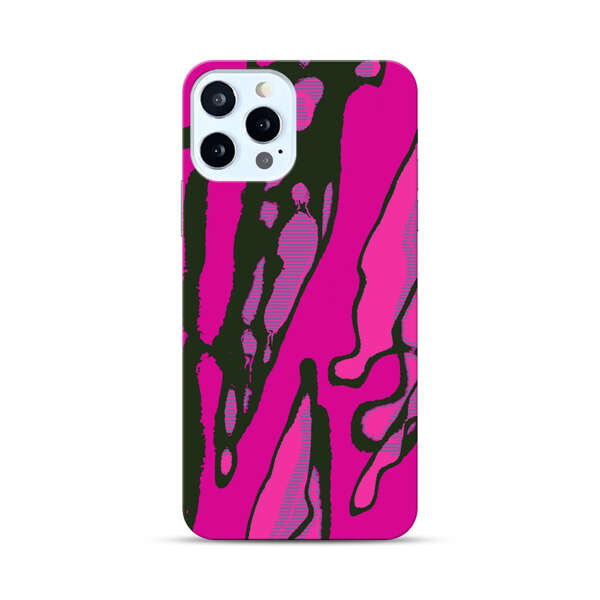 Vibrant Abstract Magenta Black Pattern iPhone 12 Pro Hard Case