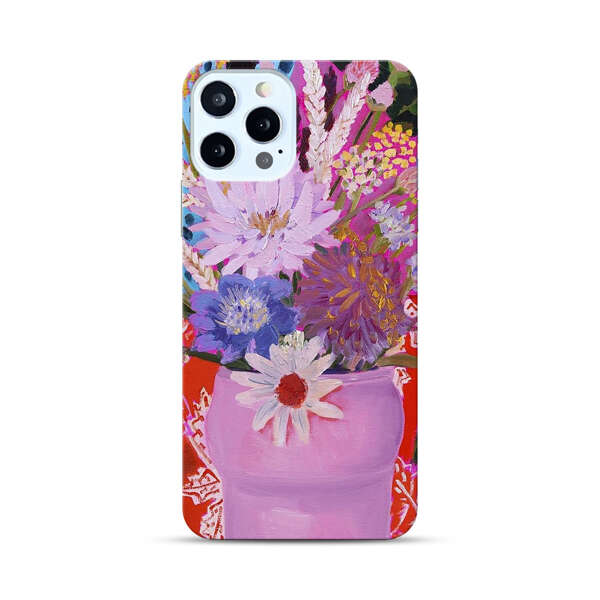 Vibrant Floral Bouquet in Pink Vase iPhone 12 Pro Hard Case