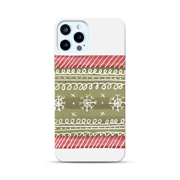 Winter Pattern with Snowflakes and Red Stripes iPhone 12 Pro Hard Case