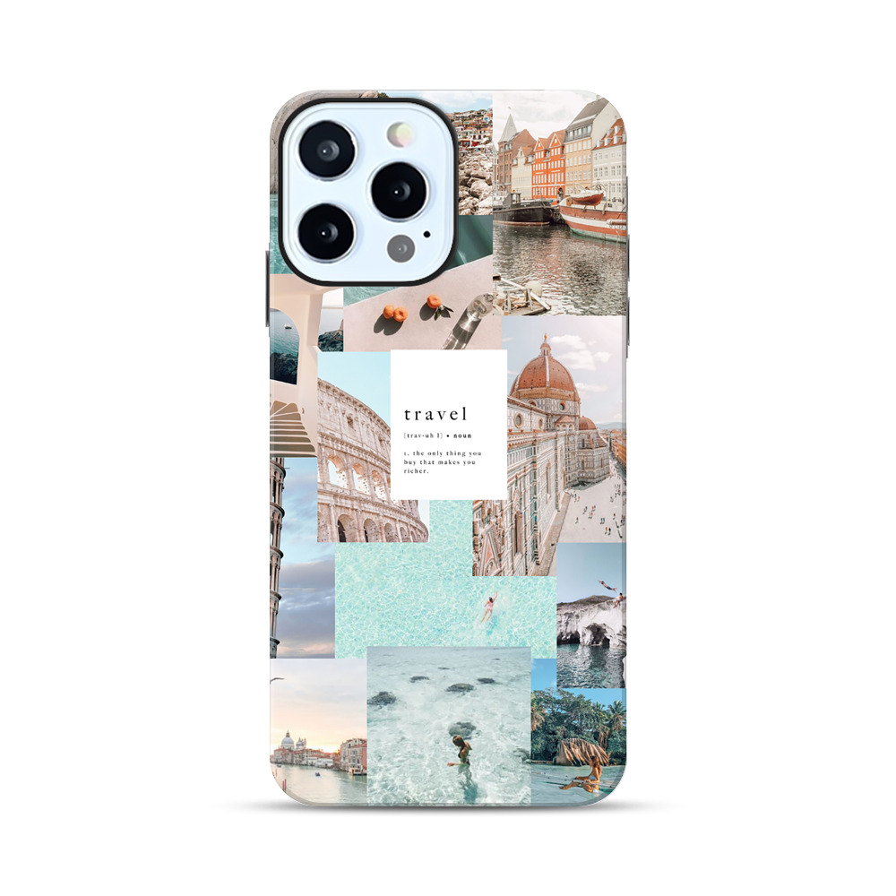 Travel Scenic Collage with Landmarks and Coastline iPhone 12 Pro Impact Case