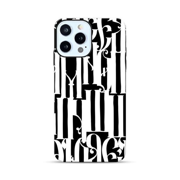 Abstract Black and White Pattern with Ornamental Letters iPhone 12 Pro Impact Case