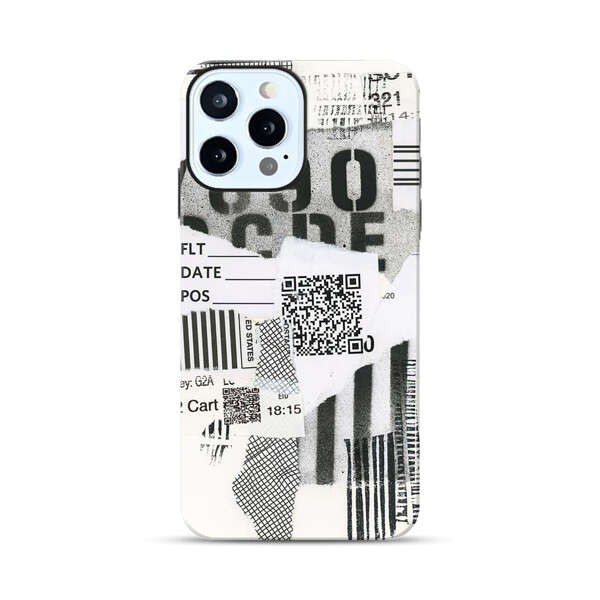 Abstract Collage Torn Paper Barcodes iPhone 12 Pro Impact Case
