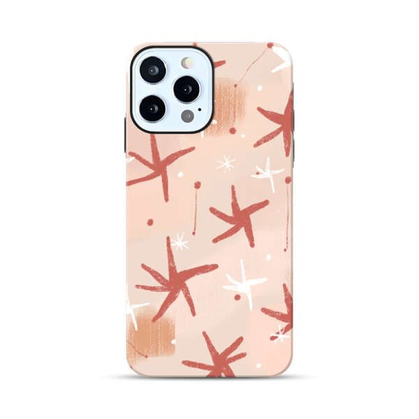 Abstract Star Pattern Red and White on Beige Background iPhone 12 Pro Impact Case
