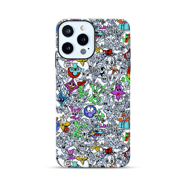 Colorful Cartoon Graffiti Pattern iPhone 12 Pro Impact Case