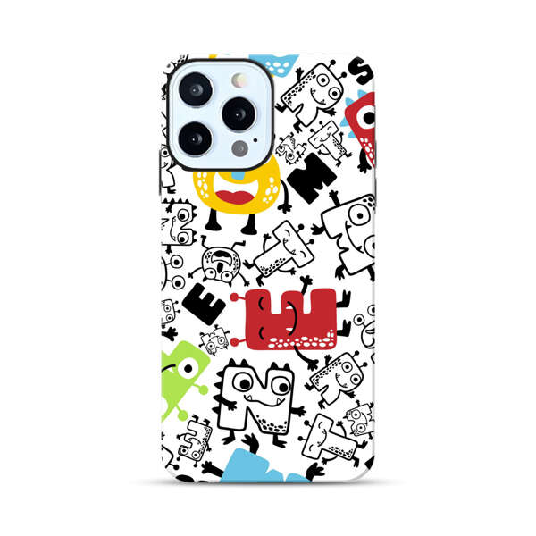 Colorful Cartoon Monsters Letters Pattern iPhone 12 Pro Impact Case