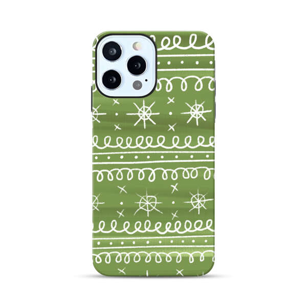 Green White Stars Loop Pattern iPhone 12 Pro Impact Case
