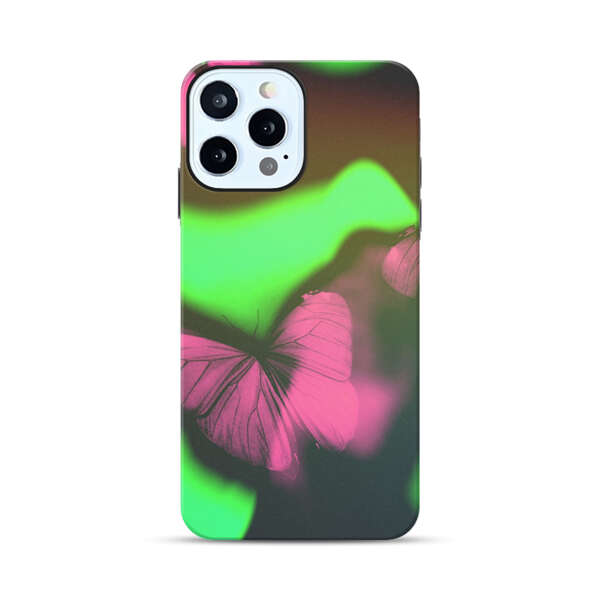 Pink Butterflies Green Background iPhone 12 Pro Impact Case