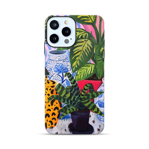 Vibrant Tropical Plants and Decorative Vases iPhone 12 Pro Impact Case