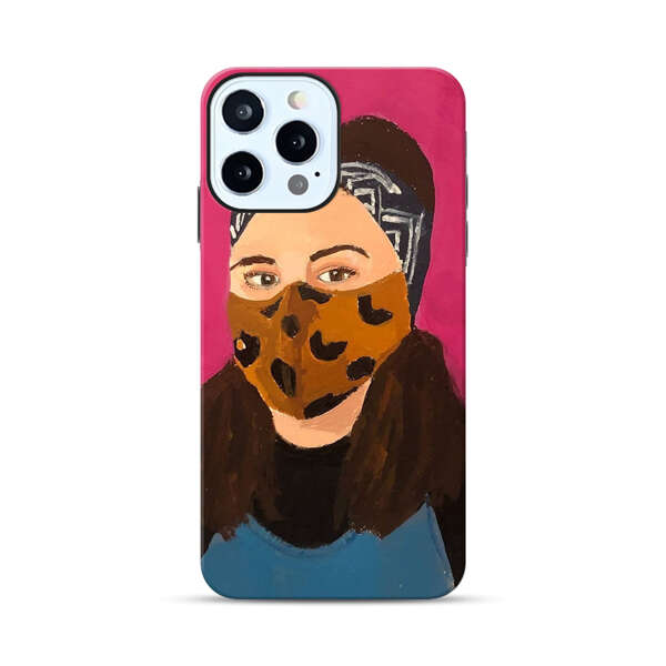 Woman Leopard Print Face Mask iPhone 12 Pro Impact Case