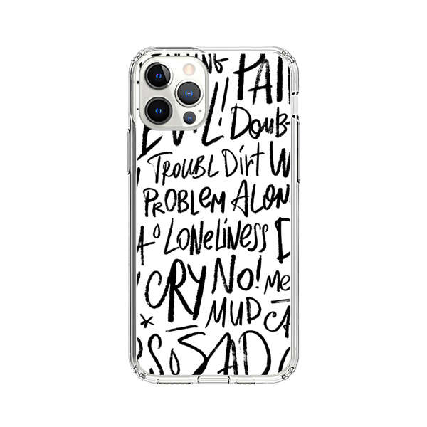Black and White Negative Words Pattern iPhone 12 Pro Max Case
