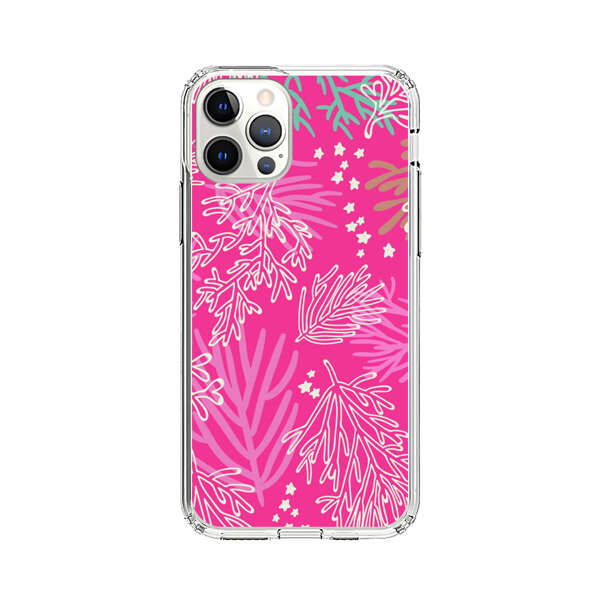 Bright Pink Tropical Leaf Pattern iPhone 12 Pro Max Case
