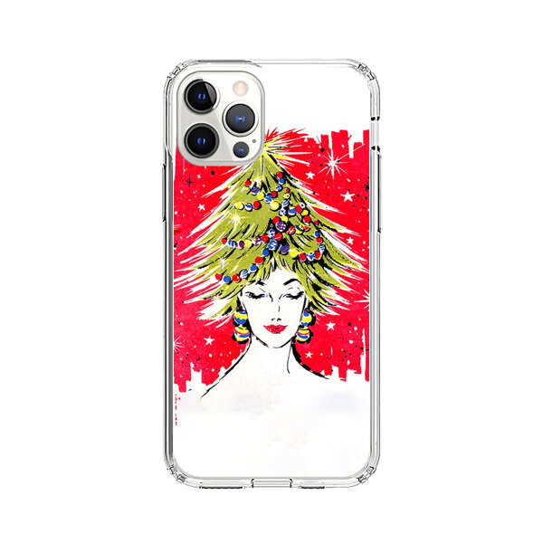 Christmas Tree Hair Woman Red Background iPhone 12 Pro Max Case