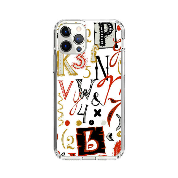 Colorful Hand Drawn Letters and Numbers Pattern iPhone 12 Pro Max Case