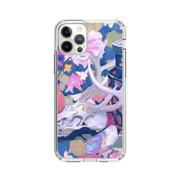 Floral Ornate Vases with Antlers Skull and Crystal iPhone 12 Pro Max Case