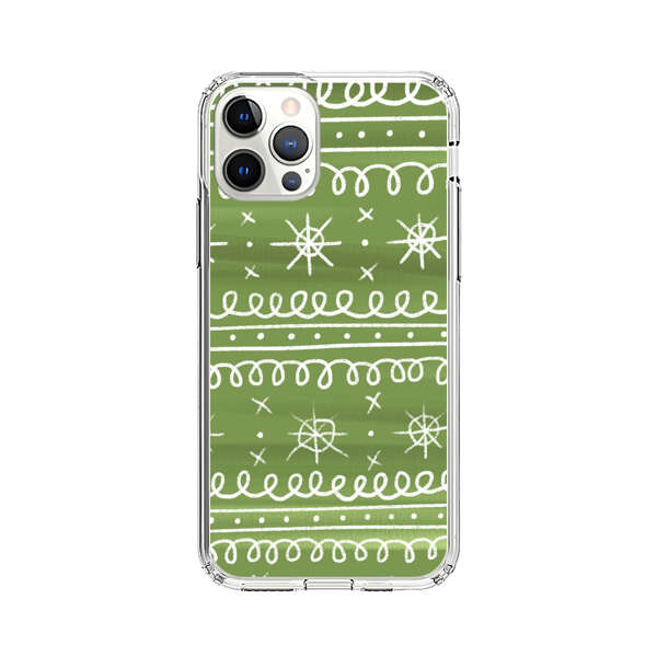 Green White Stars Loop Pattern iPhone 12 Pro Max Case