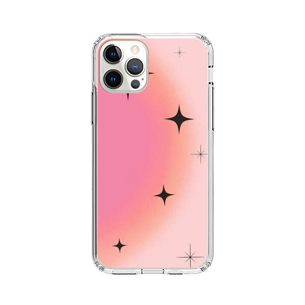 Pink Peach Gradient with Black Stars iPhone 12 Pro Max Case
