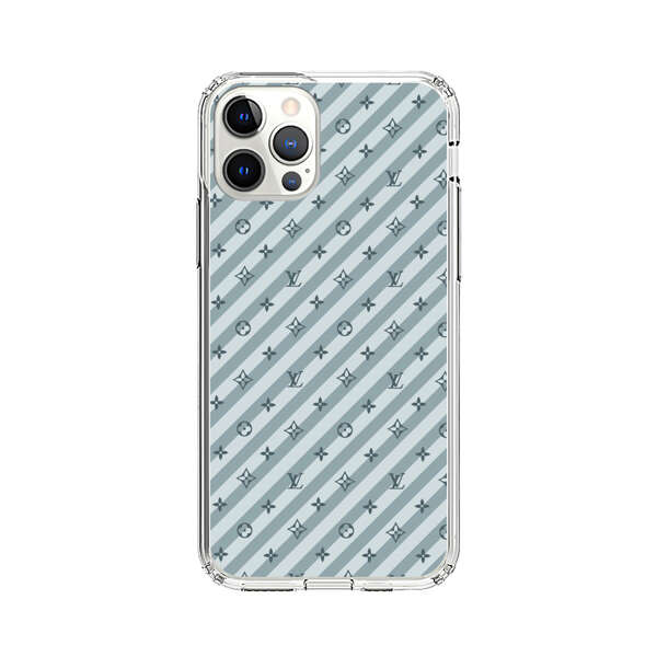 Stylish Blue Diagonal Striped Luxury Logo Pattern iPhone 12 Pro Max Case